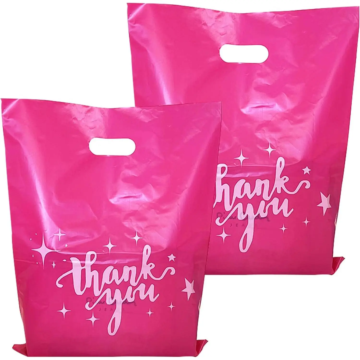 Synthetic Durable Thank You Merchandise Bags (9x12in) - 100-Count Bulk Pack for Small Business Packaging