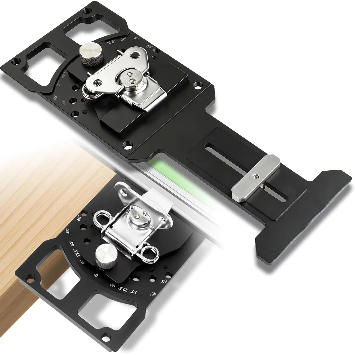 Adjustable Track Saw Square Rule with 11 Fixed Angles (-60° to 60°), Compatible with Most Woodworking and DIY Track Saws
