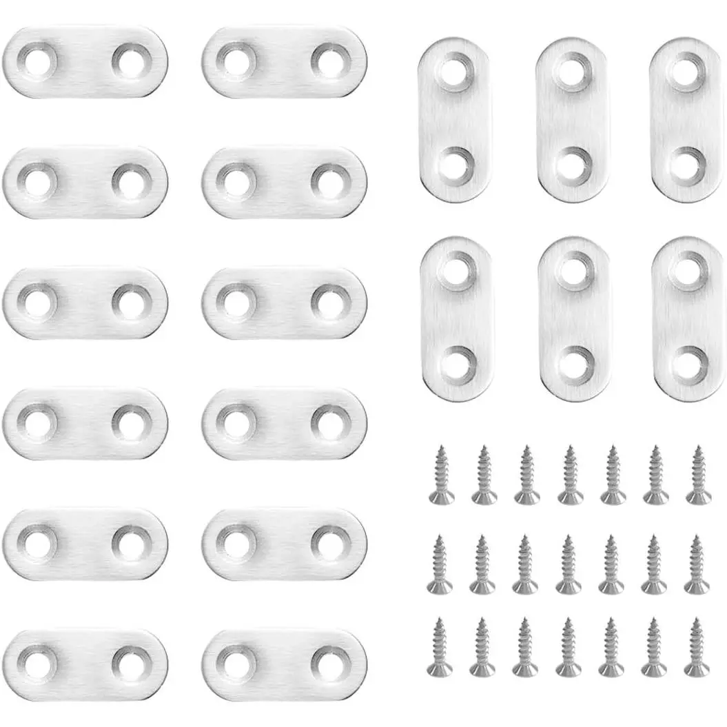 20 Pack Straight Brace, Flat Straight Bracket with Screws | Stainless Straight Flat Brace, Repair Bracket, Flat Plate Straight Bracket, Stainless Steel Straight Bracket ()