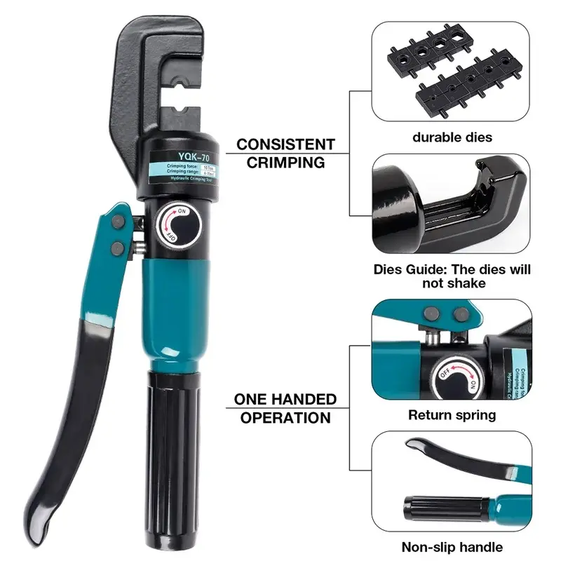 YQK-70 Hydraulic Crimping Pliers 4-70mm Heavy Duty Cable Terminal Tool for Home DIY Electrical Wiring Wire Connector Precise Crimping Hand Tools