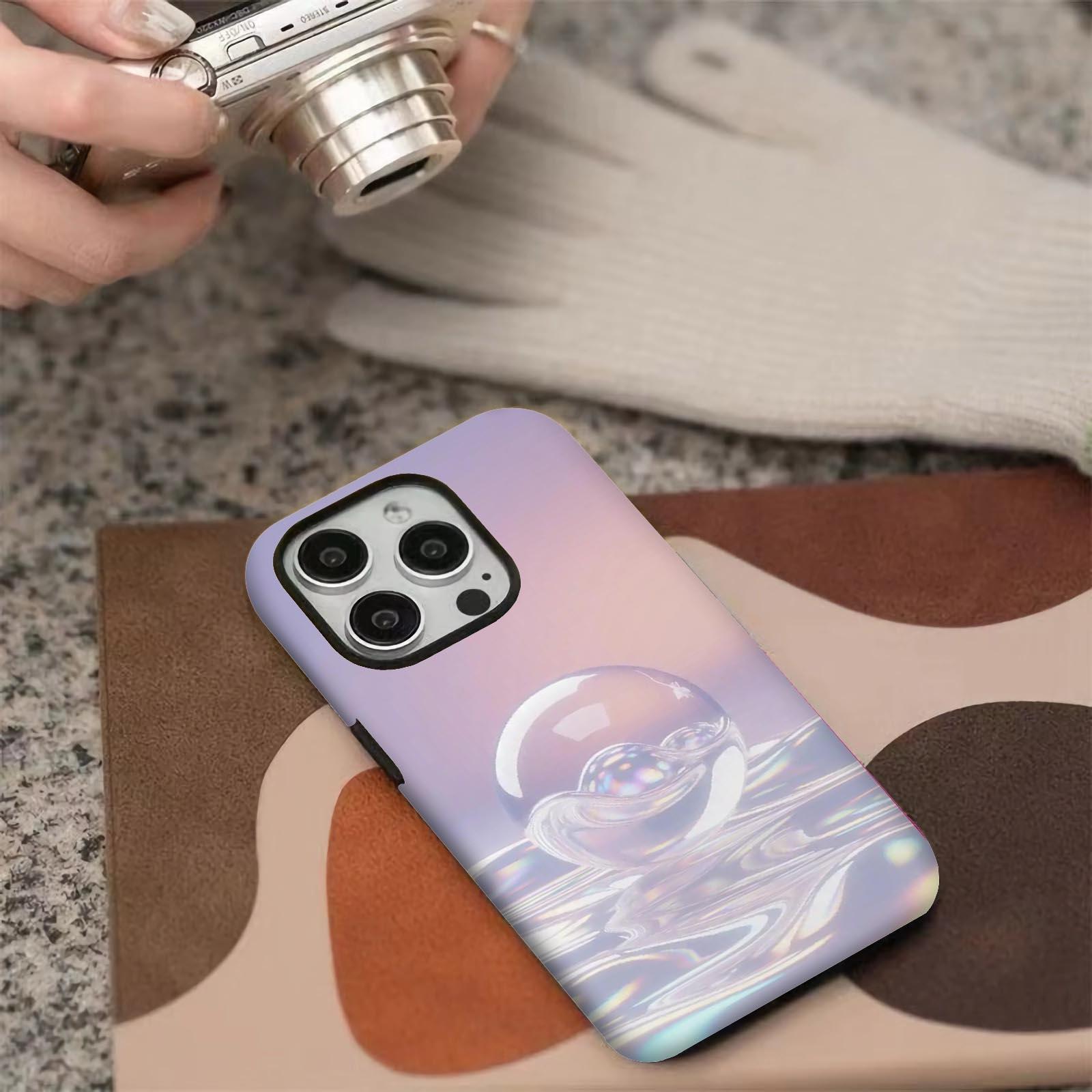 Sphere, reflection, pastel Soft And Hard Two-In-One Film Printed Full Pattern Case For IPhone 16 15 14 13 1211 Pro Max Plus Phone Case