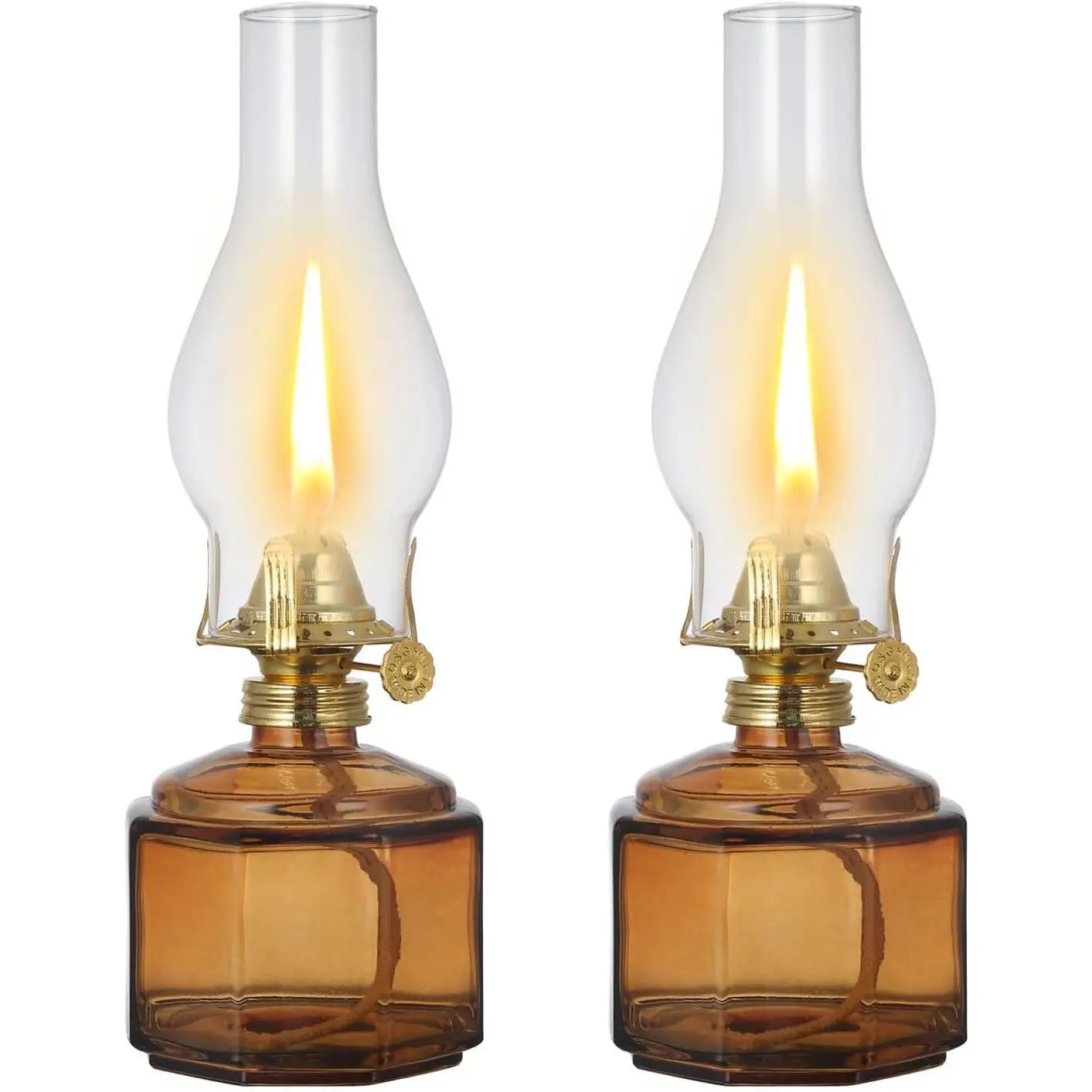 2 Pack 12.5'' Large Vintage Glass Rustic Oil Lamp Classic Hurricane Kerosene Lamp for Indoor Home Decor Emergency Lighting