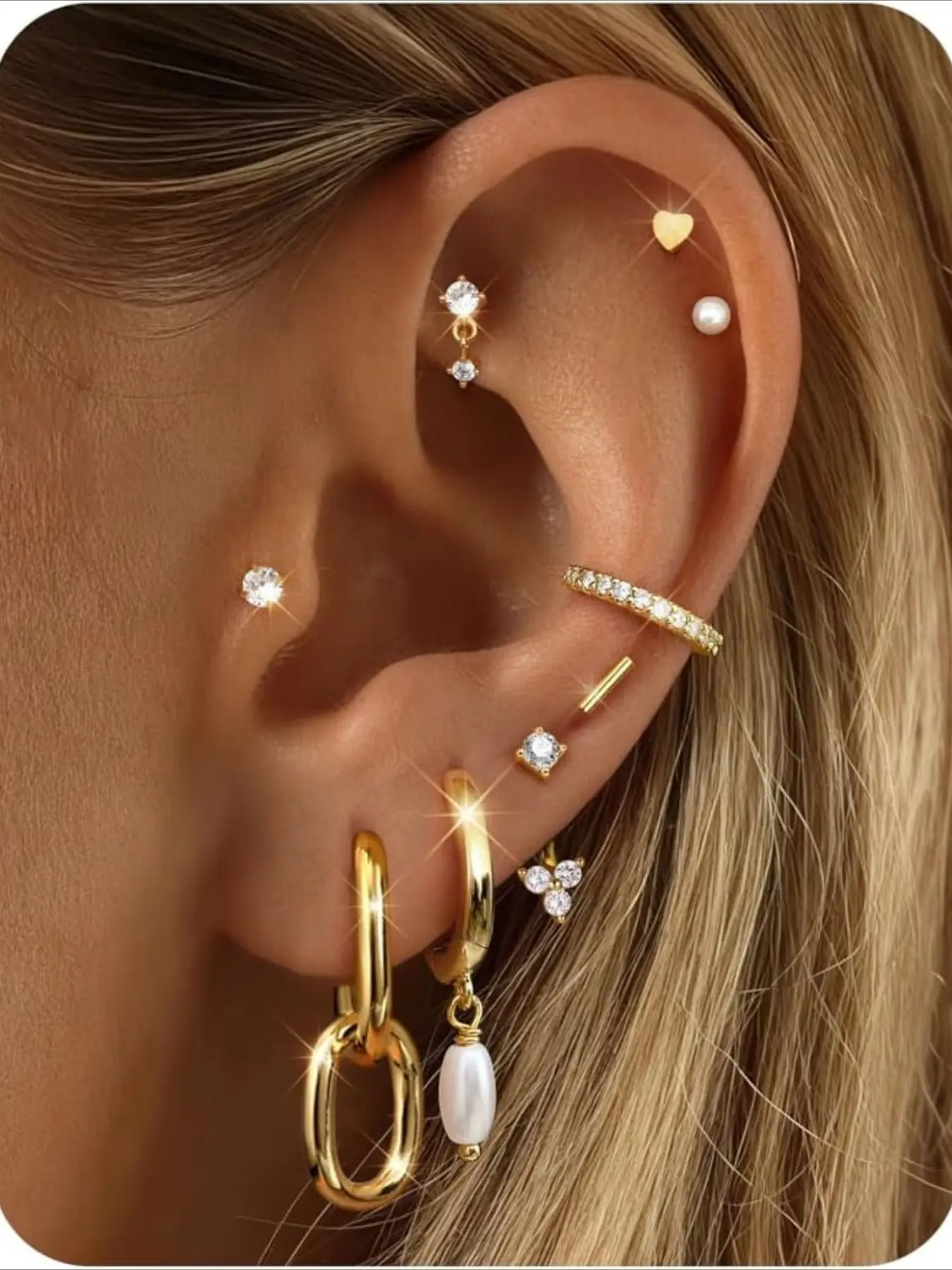 Small Stud Hoop Earrings for Women - 9 Pairs Hypoallergenic 14K Gold Plated Cartilage Earrings for Women Trendy Flat Back Earring Stacks Huggie Earring Sets for Multiple Piercing Jewelry Gifts