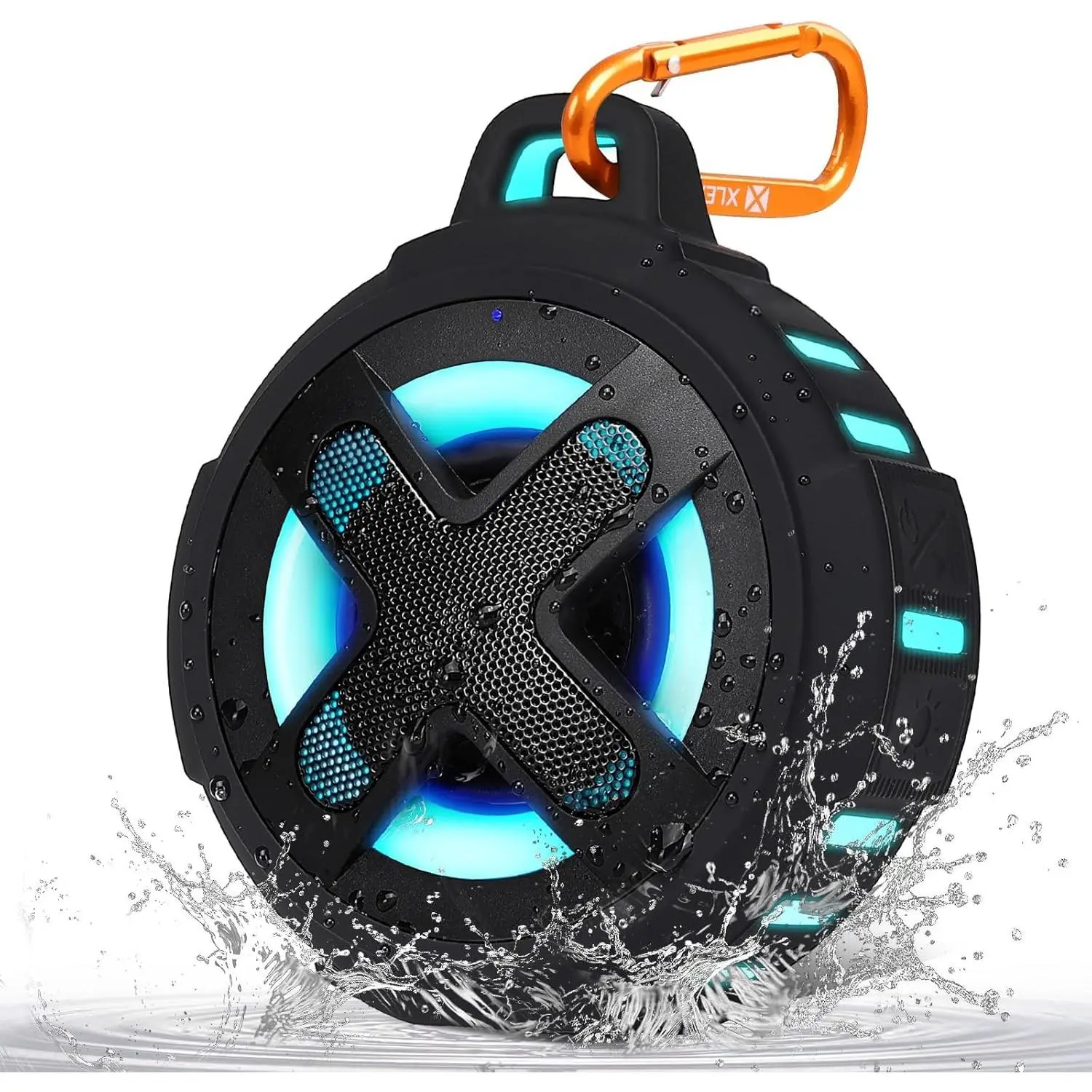 IP67 Waterproof Bluetooth Speaker with Silicone Case, 10W Pro Sound & Deep Bass, 24h Play, Floating Clip, Lights, for Beach, Camping, Sports & Outdoor Leisure Use