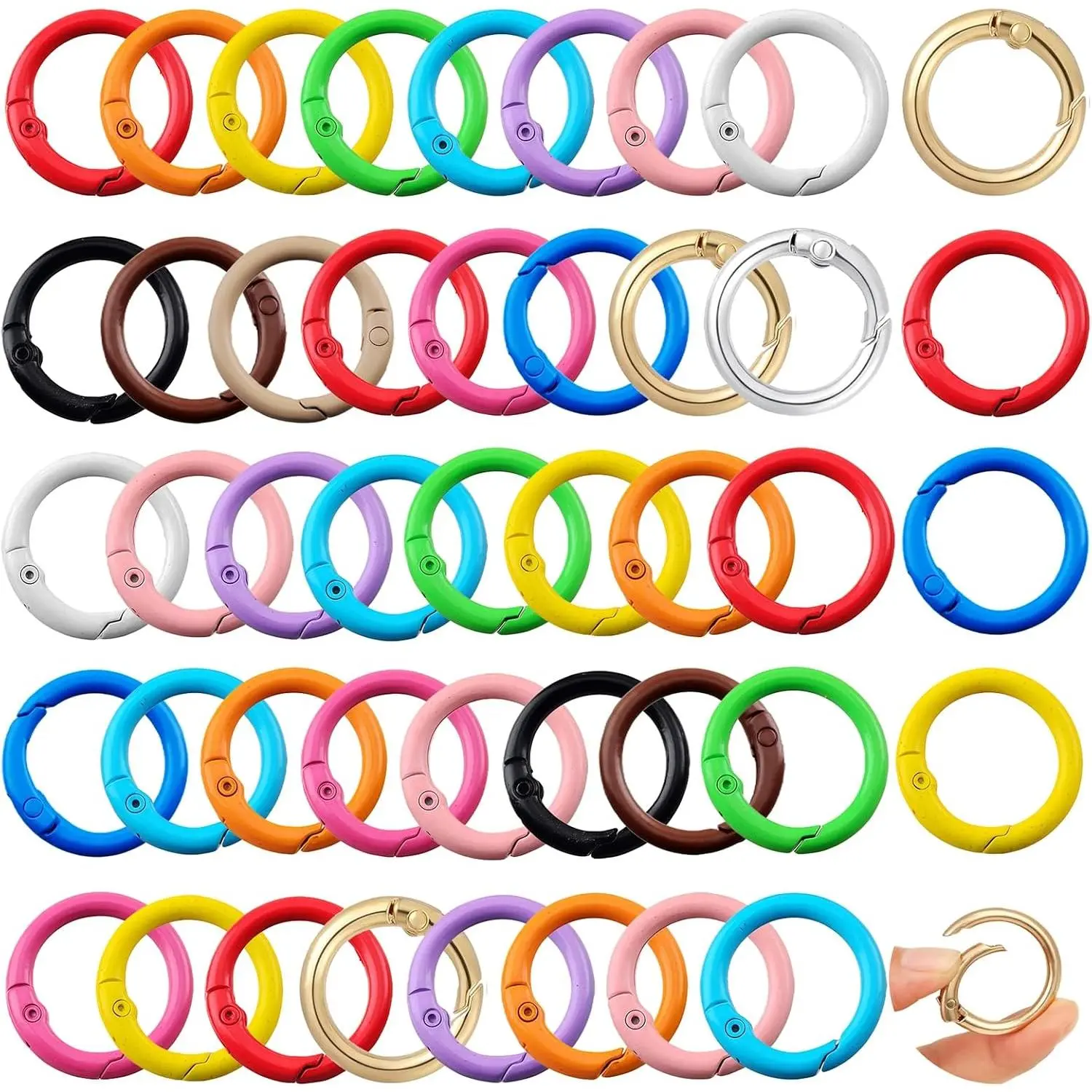 Round Carabiner Clip Bulk 48 count 1 Inch Colorful Circle Carabiner Key Ring Clips Spring O Rings Clips for Bag  Purse Lanyard DIY  Making Supplies (Multicolor, 1 Inch)