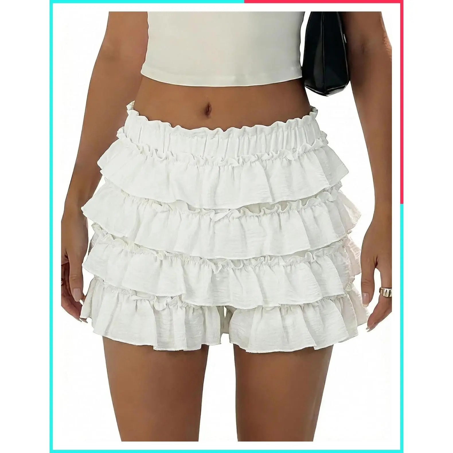 Women's Y2K Puffy Mini Bloomer Shorts with Ruffled Elastic Waistband, Breathable Moisture-Wicking Fabric, Full Coverage for Daily Casual Wear