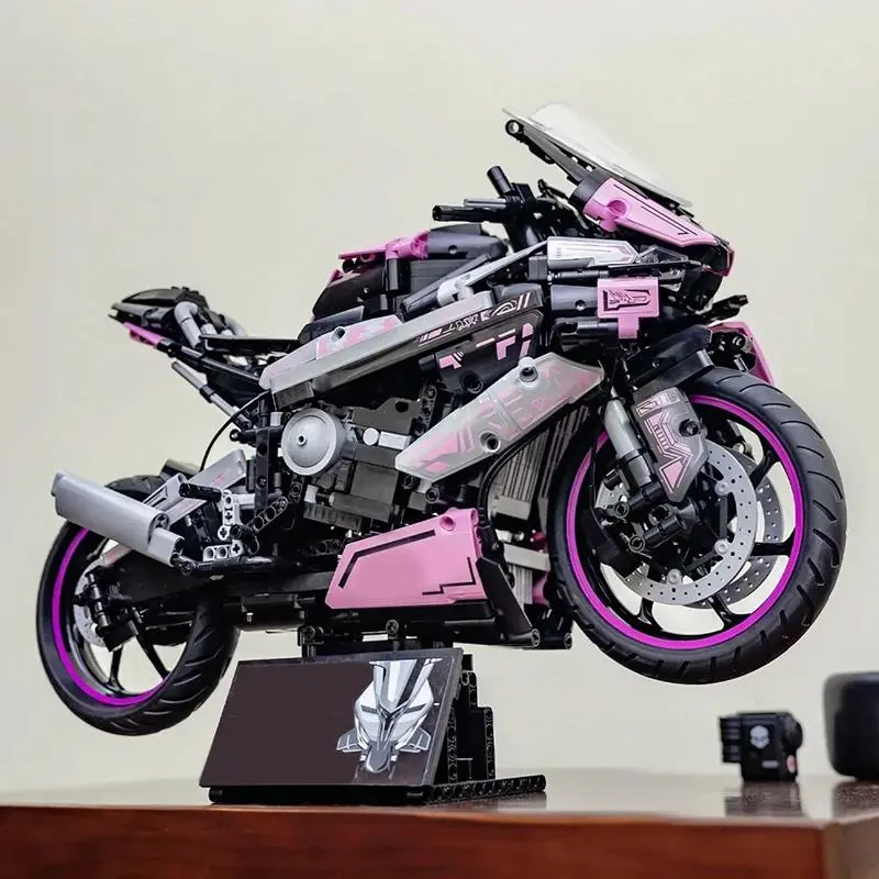 1920 Motorcycle Models, Pink Motorcycle Collectible Building Blocks, Bricks, 1:5 Scale Vehicle Train Assembly Toy, Home Decoration Creative Display Item, Birthday Gift for Boys, Holiday Gift for Adults