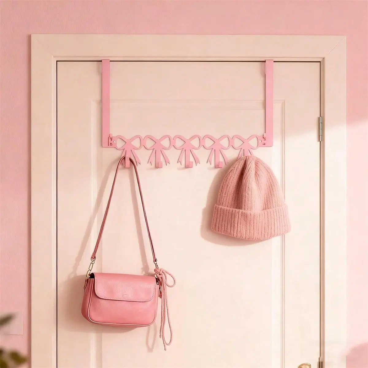 1pc Bow Door Hook, Wall Mounted Towel Rack, Cute Country Style Decor, Decorative Wall Hooks, Suitable for Bedroom Bathroom, Hang Towels Hats Clothes Bags Coats, Wall Hanger Hook