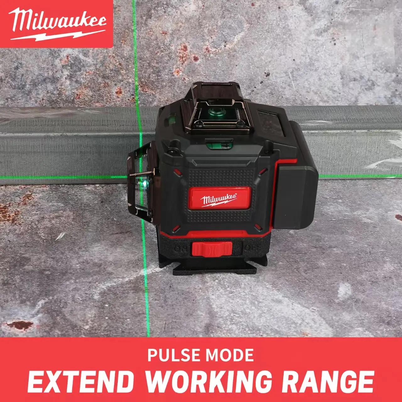 Milwaukee Degree Vertical Cross Laser Level 360 Green Beam Horizontal & Vertical Rechargeable 5000mAh Battery Range Finder Tools