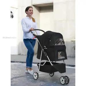 Dog Stroller, 3 Wheels Pet Cat Jogger Stroller, Folding Carrier Waterproof Puppy Stroller With Cup Holder & Removable Liner, Dog Strollers For Small Dogs, For Small And Medium PetsDD22HomeCookJoy