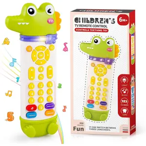 Baby Remote Control Toy, Teething Remote Control with Realistic Lights and Sounds - 3 Languages (English, Spanish & French), Baby Musical Early Learning Toys Gifts with Silicone Teether  6 Months+