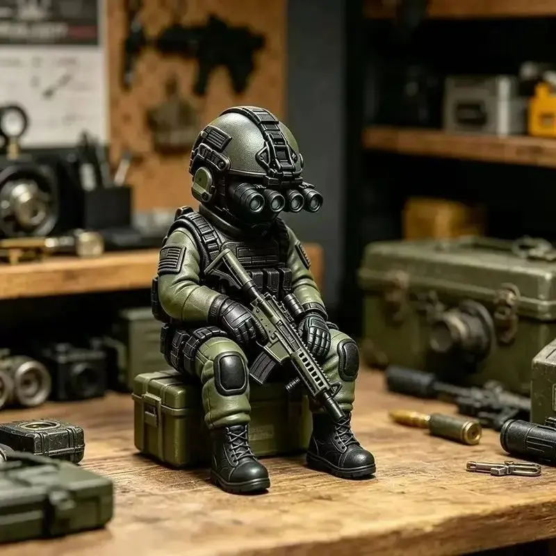 New Hardcore Tactical Mini Special Forces Action Figurine, Fully Equipped Night Vision Soldier Statue, Military Enthusiast Desk Decor, Unique Collectible Gift, Collectible Minifigures