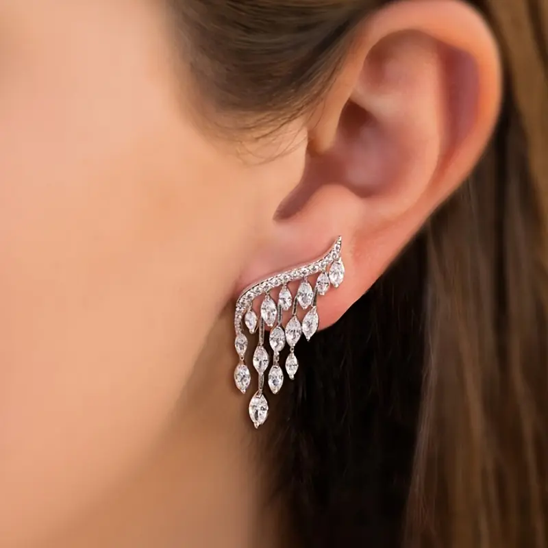 Women's Exquisite Horse-Eye Winged Tassel Earrings (1 Pair) - Elegant Statement Jewelry for Banquet Parties, Weddings, Gift-Giving