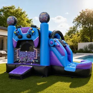 18FT x 12FT 2-in-1 Dry/Wet Bounce House & Water Slide Combo with Blower, Puncture-Proof, Quick Setup, Safety Mesh, Free Shipping