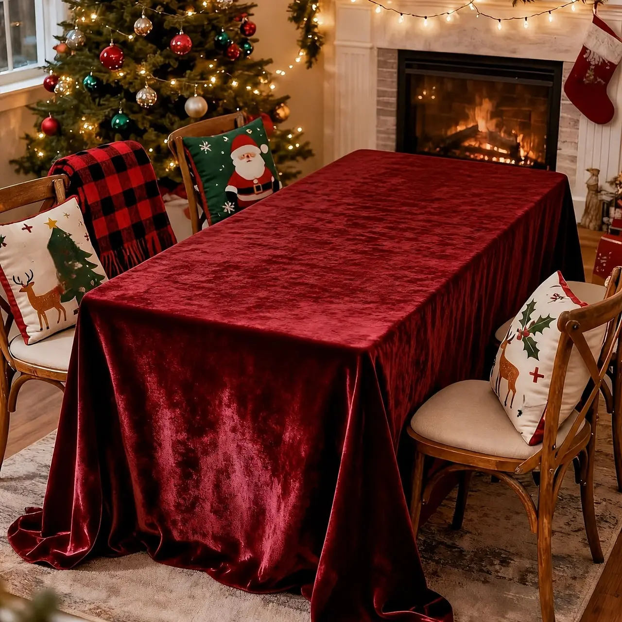 1pc Velvet Tablecloth, Rectangular Table Cover, Smooth Luxurious Design, Perfect for Christmas, Parties, Weddings, Banquets