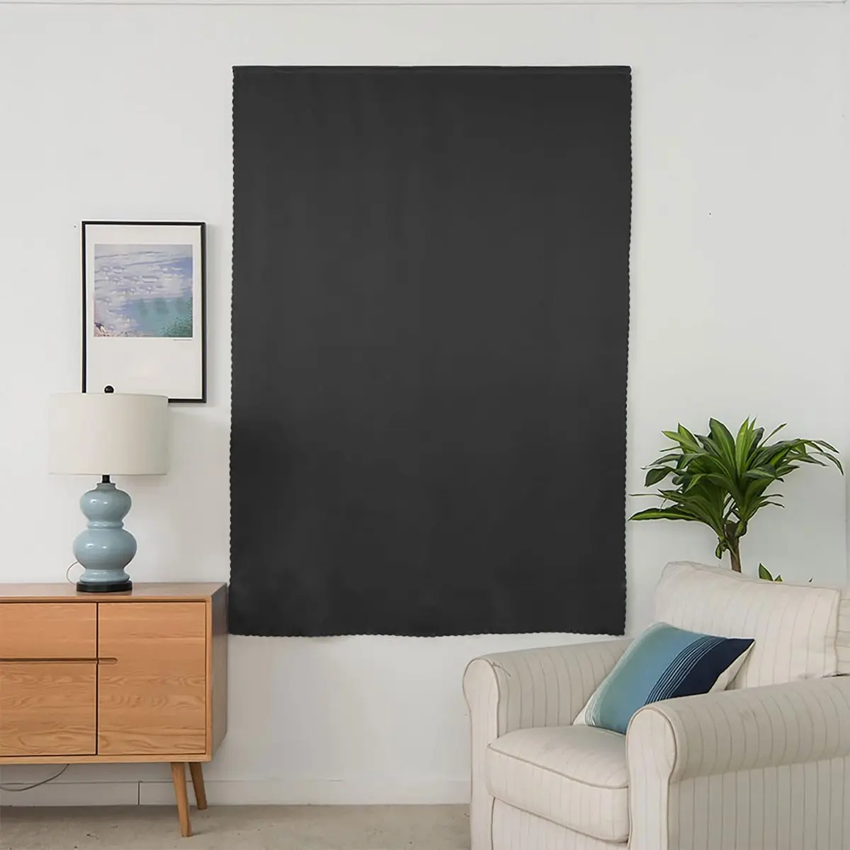 Velcro Window Covering, Minimalist Wabi-Kusa Style, No-Drill Self-Stick Curtain, Suitable for Small Indoor Windows