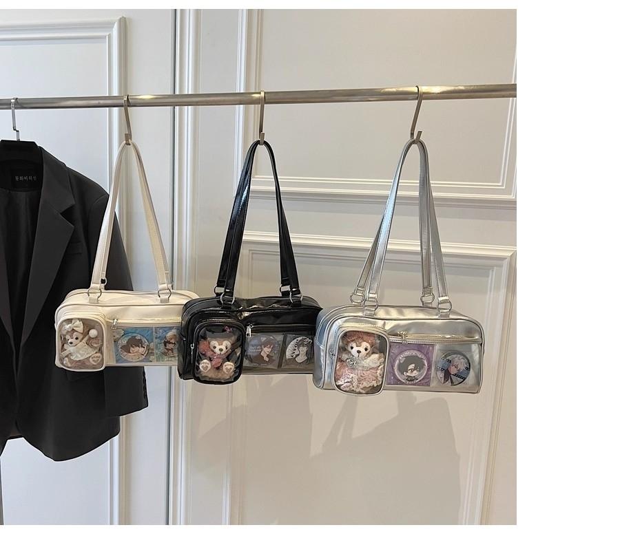New Y2K Cute Ita Bag Large Capacity Fashion Shoulder Bag Lolita Girls Transparent Cosplay Underarm Bag DIY Badge Display Handbag