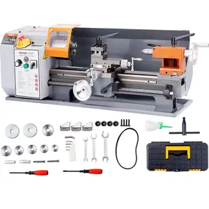 【DealsForYouDays】VEVOR Metal Lathe Machine, 7.87'' x 13.78'', Precision Benchtop Power Metal Lathe,, 50-2500 RPM Continuously Variable Speed, 600W Brush Motor Metal Gears, with Tool Box for Processing Precision Parts
