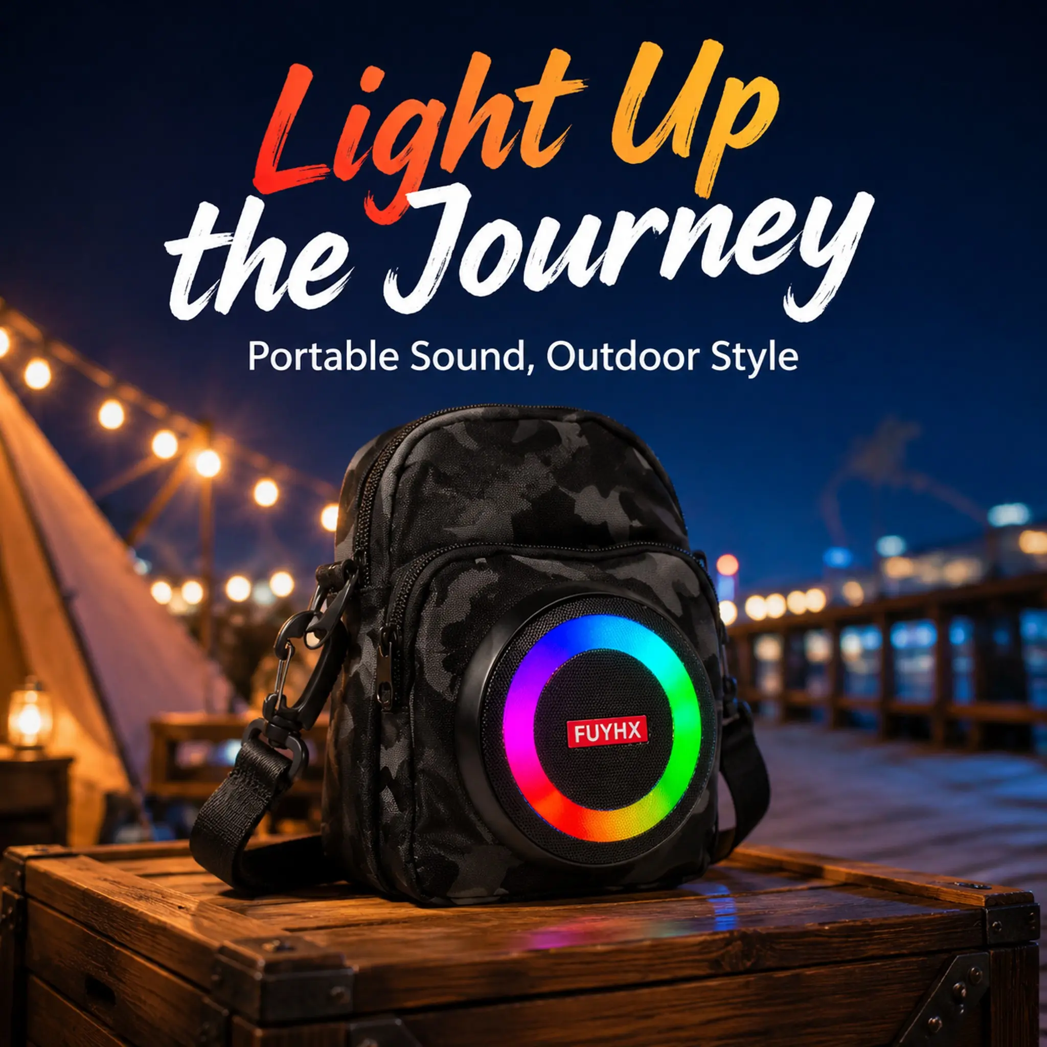 Portable Wireless Bluetooth-compatible Compact Speaker Bag with LED Light, Crossbody Chest Pack for Cycling, Hiking, Travel, Wearable Audio Music Shoulder Bag