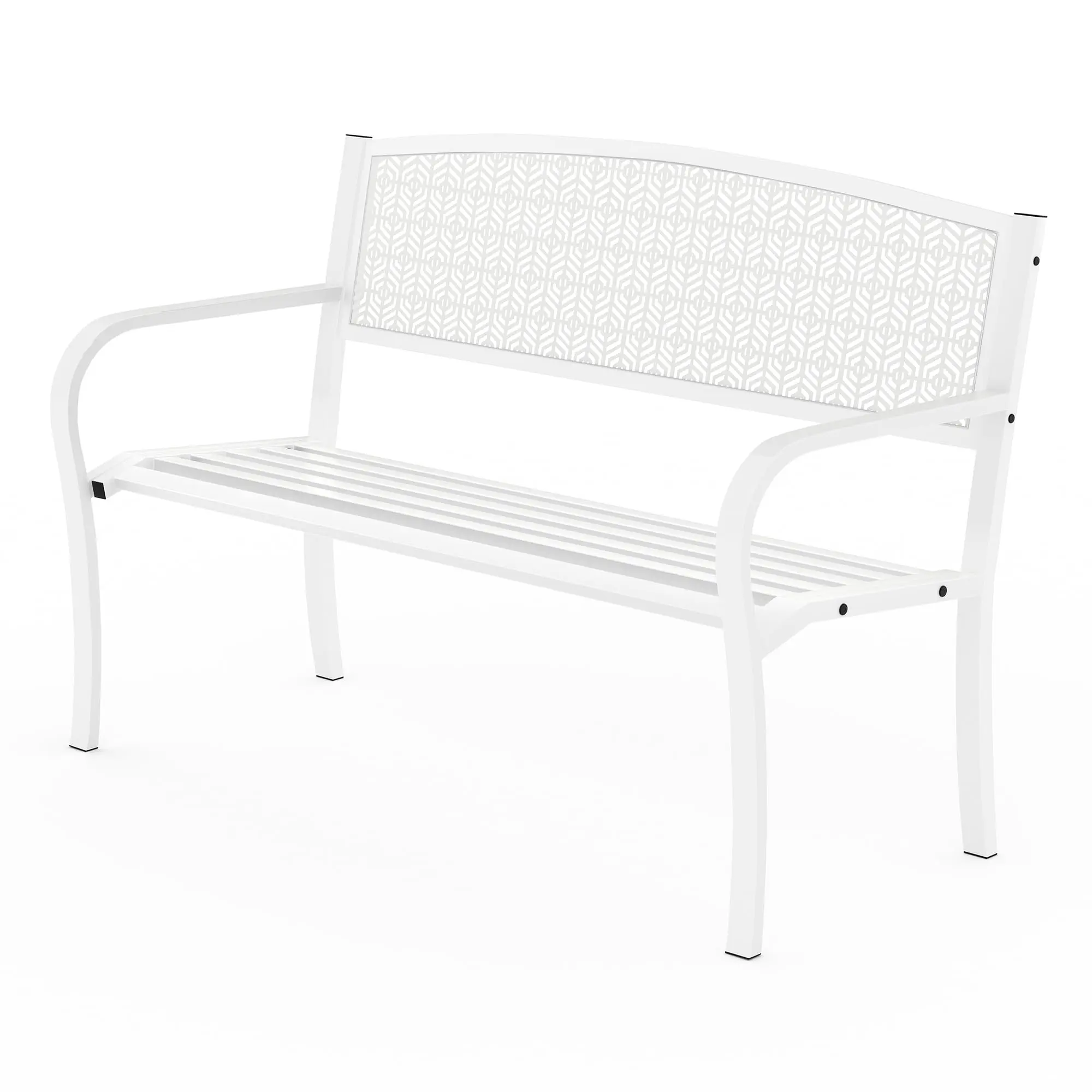 🪑 50" Heavy Duty Outdoor Garden Bench – Iron Patio Seating with Curved Geometric Backrest, 300 lbs Capacity for Porch, Yard & Deck! 🏡✨