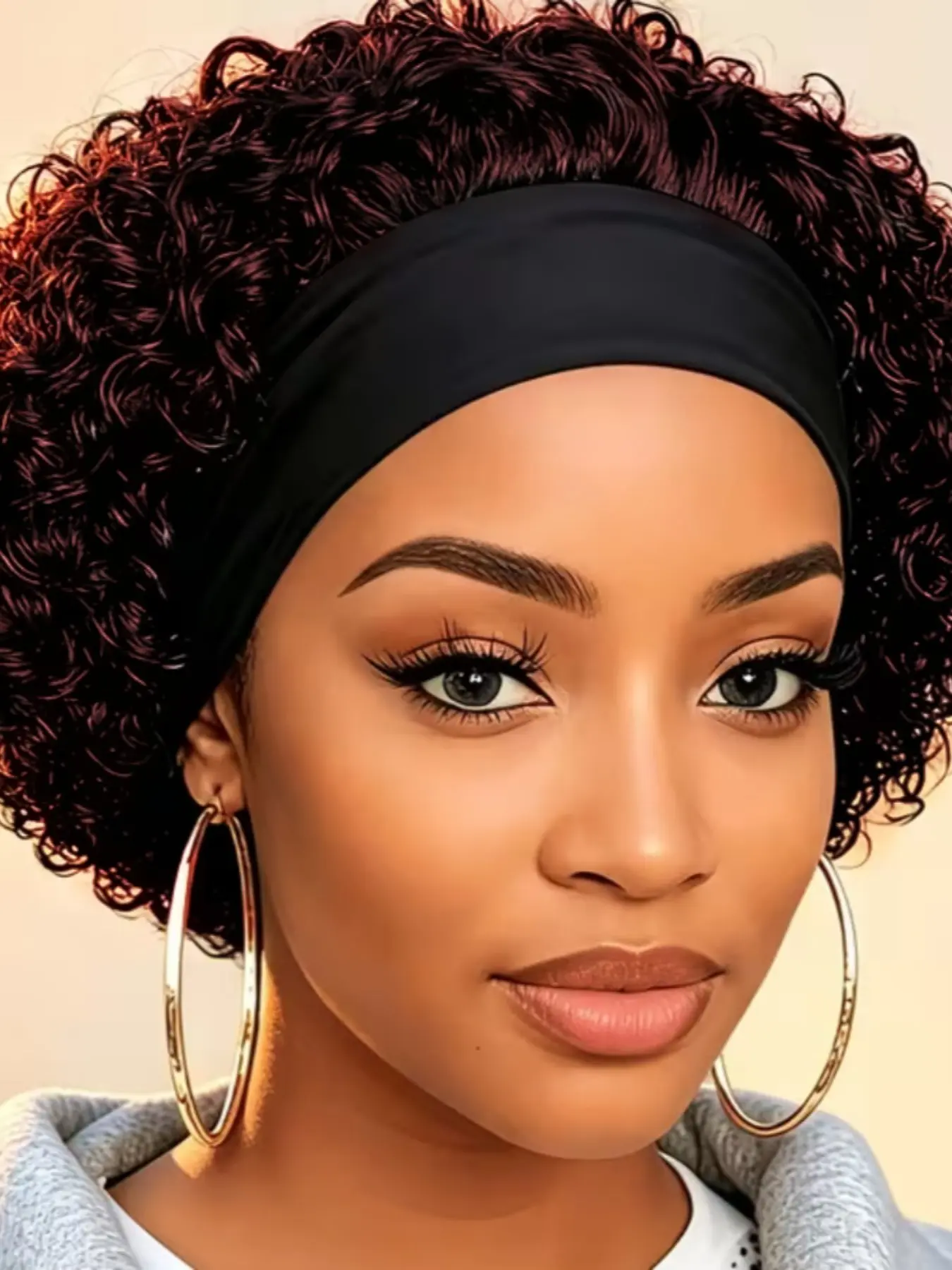 Short Culy Headband Wig Human Hair for Women Pixie Cut Headband Wig Pixie Cut Curly Wig