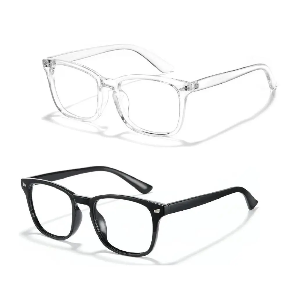 Fashion Square Computer Gaming Glasses, Retro Lightweight Frame, Clear Lens, Comfortable Daily Wear Eyewear