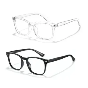 Fashion Square Computer Gaming Glasses, Retro Lightweight Frame, Clear Lens, Comfortable Daily Wear Eyewear