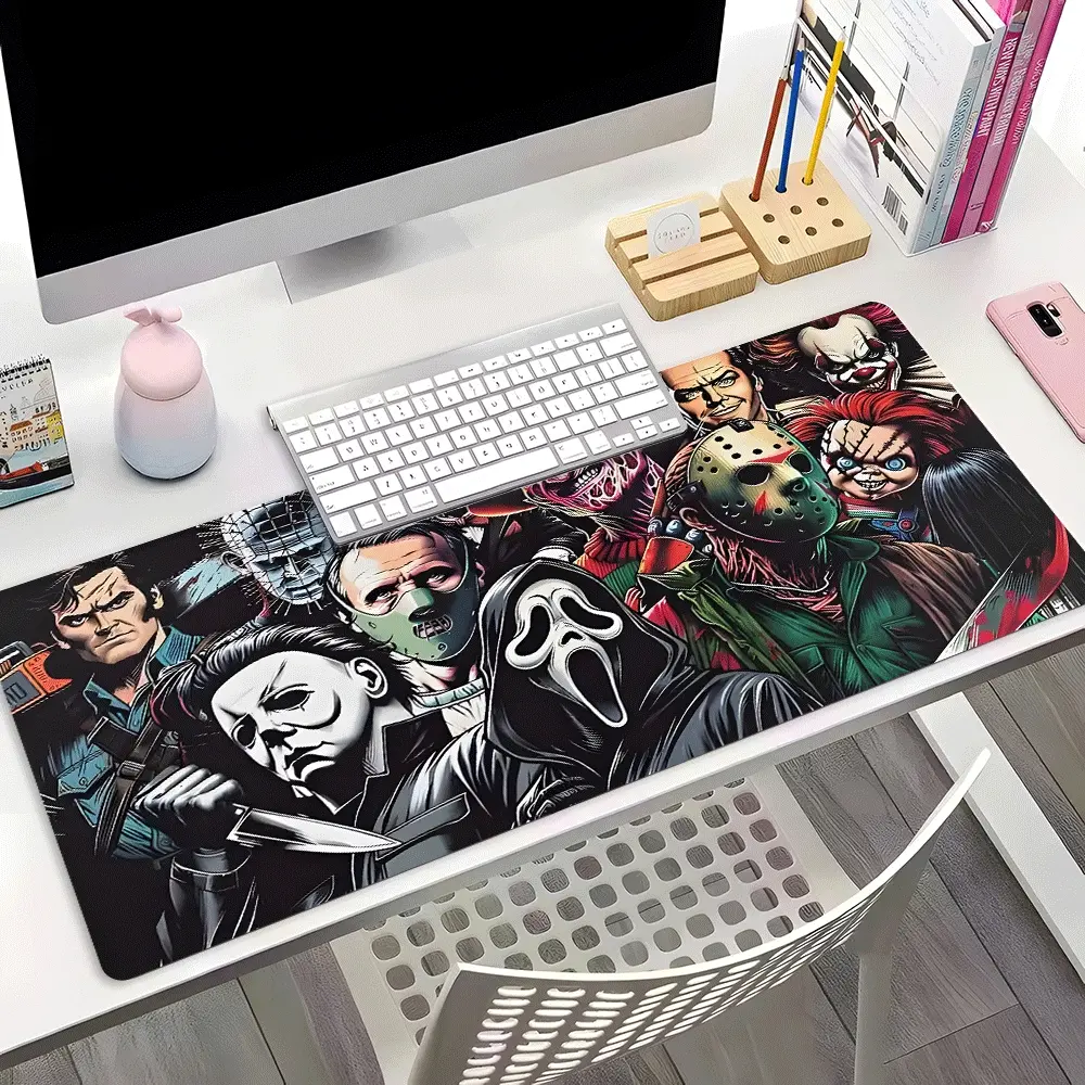 Gothic Horror Role Pattern Large Mouse Pad, Rectangular Gaming Mouse Pad, Office Desk Keyboard Mat, Computer Desk Pad with Non-Slip Rubber Base & Stitched Edge for Home & Office Gaming, Desk Accessory, Computer Accessories for Desk