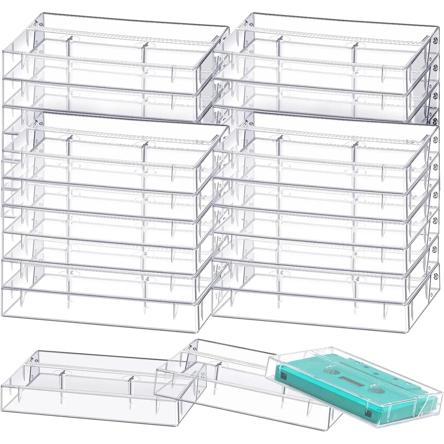 30 Pcs Audio Cassette Storage Cases Plastic Cassette Tape Cases Blank Voice Recording Cassette Tape Holder Clear Music Casette Box Organizer Audio Cassette Storage Products for Art Collection