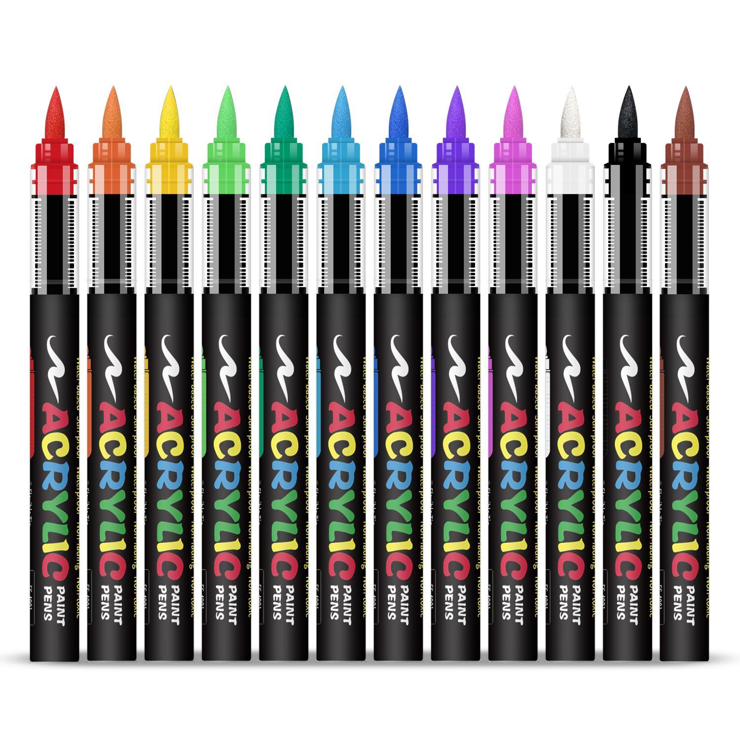 Acrylic Paint Pen Set, 168pcs/set Brush Tip Acrylic Paint Pen, Acrylic Painting Pen, Waterproof & High Saturation Ideal for Wood, metallic, Plastic, Canvas, Fabric, Glass, Ceramic