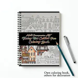 Decompression Art Adult Tracing Book Sketch and Color for Mindfulness Line Art doodle Therapy Relieve Stress Relax Mind 30 Pages Thick Paper Spiral Bound A5 Size 5.85x8.27 Inches Perfect Gift Idea