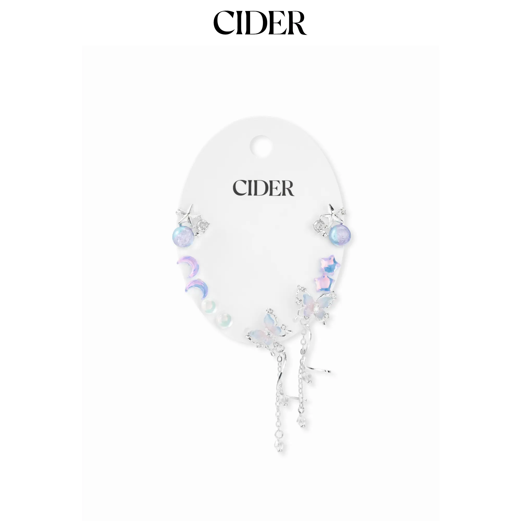Cider 5 PAIRS BUTTERFLY & STAR & MOON STUD EARRINGS SET