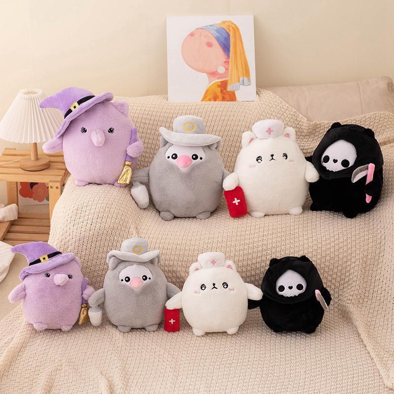 Cute Halloween Presents Plushies Cat Cosplay Death Doctor Witch Soft Toys Kawaii Black Cats Stuffed Plush Toy Party Decor