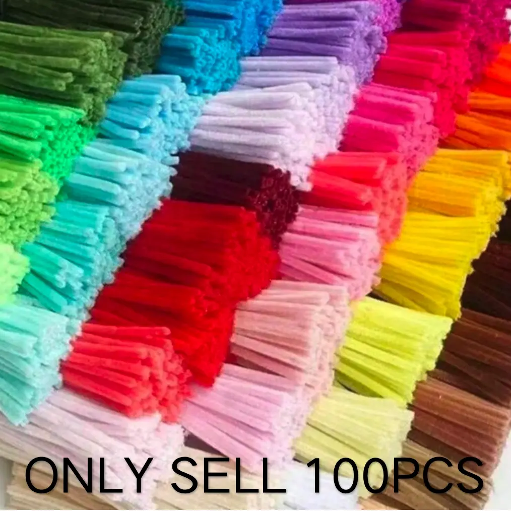 100 Pcs Colorful Chicle Root Craft Supplies, Fuzzy Strips, Wire Twisties, Rainbow Tie Wraps, Perfect for DIY Projects