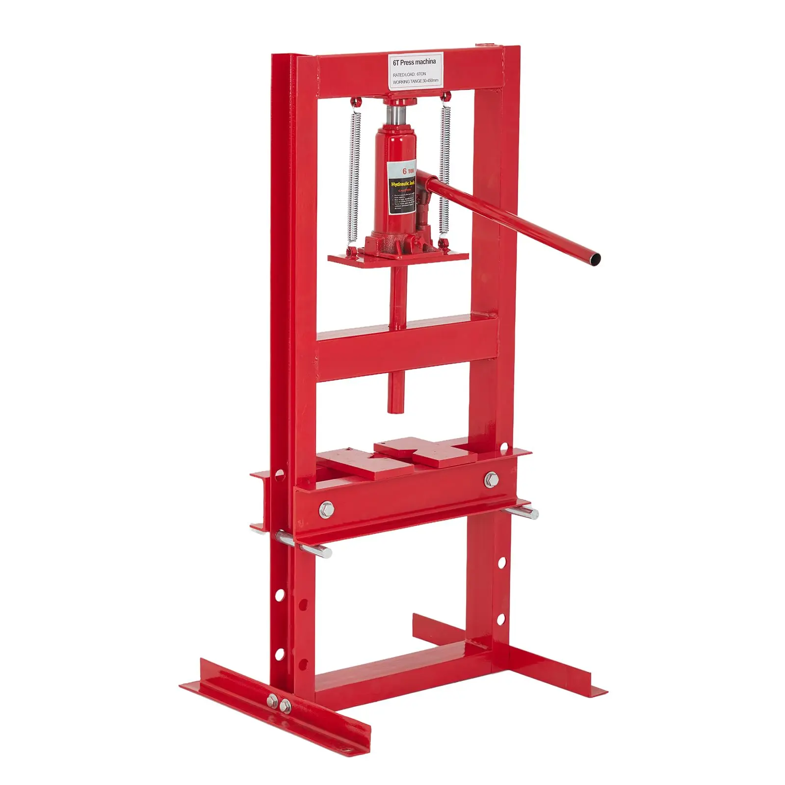 GARVEE Hydraulic Press 6 Ton High-Strength with H-Frame, Adjustable Table Height, Suitable for Bending, Straightening, Installing Bearings and U-Joints, Red
