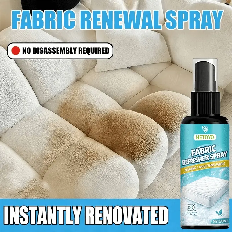 This upgraded waterless fabric spray delivers amazing results, quickly revitalizing curtains, sofas, mattresses, and clothing.