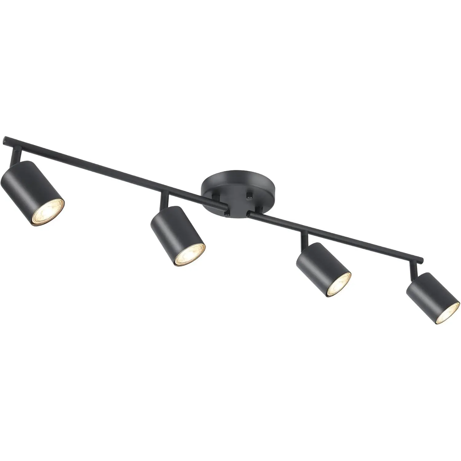 LED 4 Light Track Lighting Kit, Black 4 Way Ceiling Spot Lighting, Flexibly Rotatable Light Head for Kitchen, Living Room, Bedroom, Bulb Not Included