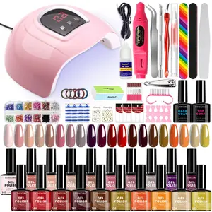 52pcs Nail Gel Set, 20 Colors 8ML Gel, 18led USB UV Lamp, Top Coat, Base Coat, Beginner Friendly Gel Nails Kit With UV Light Nail Art Kit