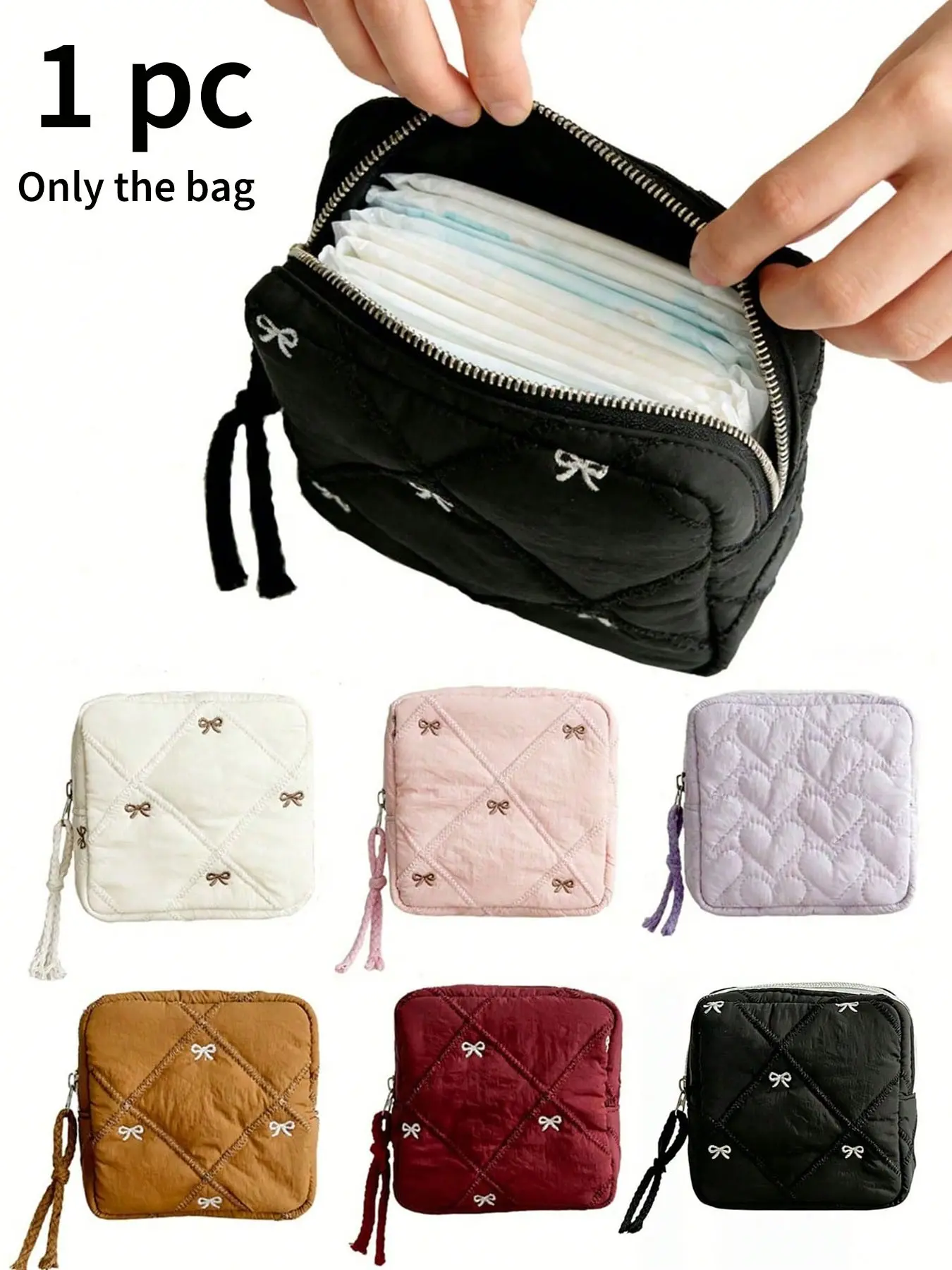 Square Bag, Sanitary Pad Storage Bag, Beauty Storage Pouch, Multi-Functional Makeup Wash Kit, Travel Essential, Holiday Must-Have, School Return Beauty Organizer