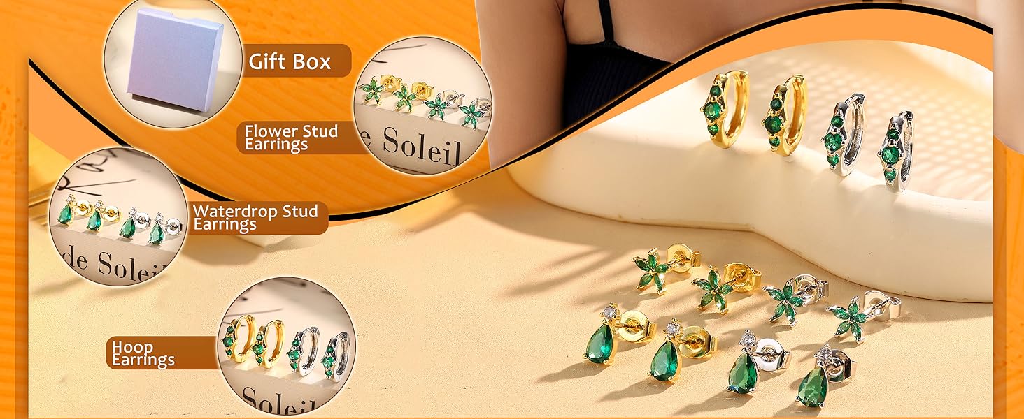 Jstyle 3 Pairs 925 Sterling Silver Earrings for Women Grils Hypoallergenic Silver/Gold Stud Hoops Earrings Set Dainty Studs Huggies Earings Flower Butterfly Earrings Sets for Multiple Piercings