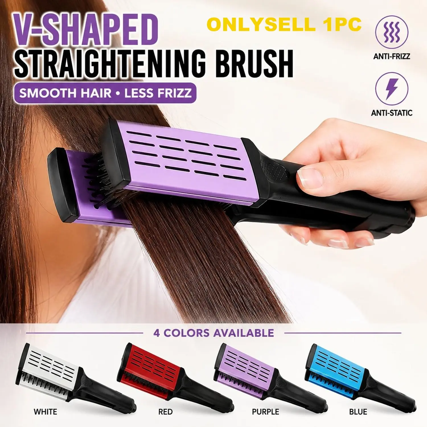 Hair Straightening Brush V-Shaped Hair Styling Comb, Hair Styling Tools, Double-Sided Anti-Frizz Detangler Brush for Thick Curly Wavy Hair, Blow Dryer Assistant for Faster Smoother Styling, Heat-Resistant Hair Taming Tool for Home Salon Travel