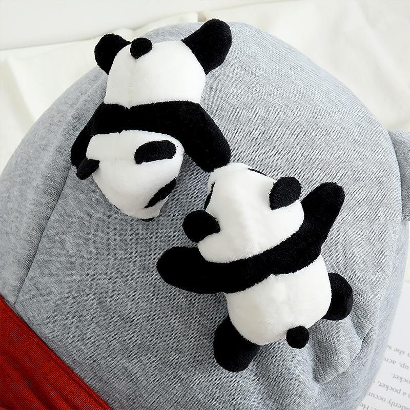 Cartoon Internet celebrity three-dimensional panda brooch, plush red panda doll ins lying down panda jewelry schoolbag pendant