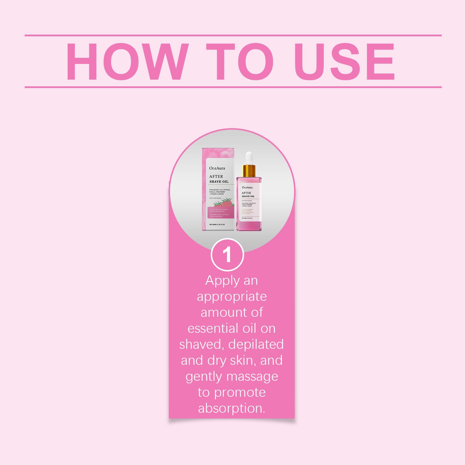 OceAura Strawberry Flavor Hair Removal and Shaving Aftercare Essential Oil - Effectively cares for the skin.Continuously use it to moisturize and make the skin smooth.Gentle and non-irritating.A choice for skincare.