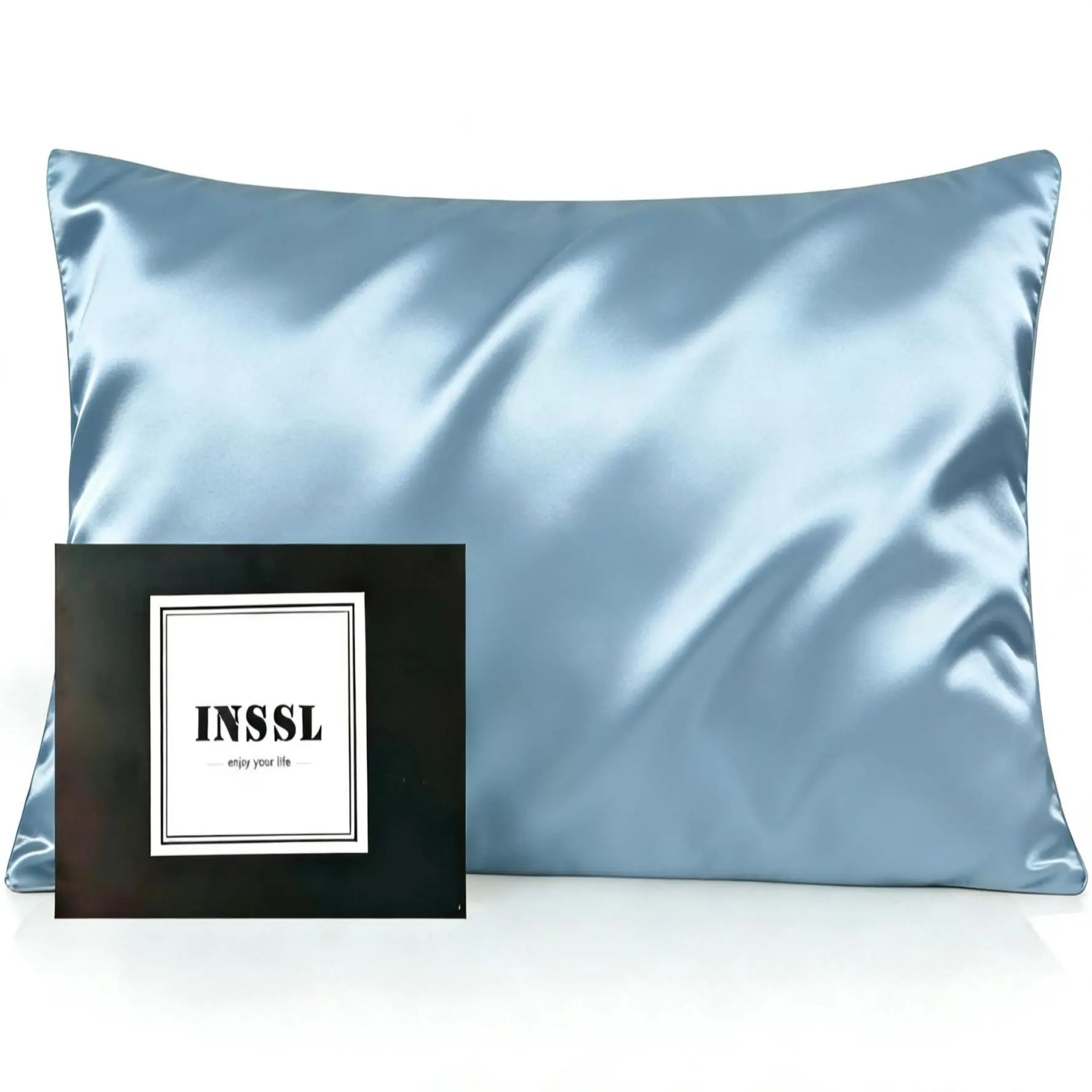 INSSL 1 pc Silk Pillowcase for Women, Mulberry Silk Pillowcase for Hair and Skin Soft Breathable Smooth Natural Silk Pillowcase with Zipper Beauty Sleep Silk Bedding Silky Soft Bedding