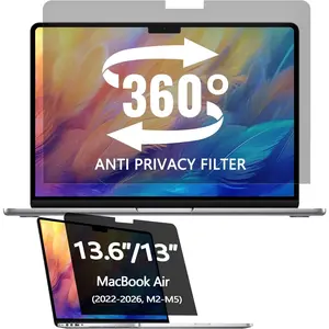 360° Privacy Screen Protector Filter for Macbook Air 13.6/13 Inch 2022-2026 M2 M3 M4 M5 Anti-Spy Anti Fingerprint Anti Blue Light Anti Glare