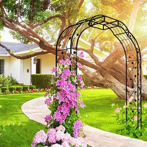 8.2FT H x 6.2FT W Black Square Galvanized Powder Coated Metal Garden Arch Trellis, 0.5 Inch Anti-Rust Tube, Freely Assemble-Disassemble Plant Climbing Arch for Rose Vine, Weddings, Anniversaries, Outdoor Decor