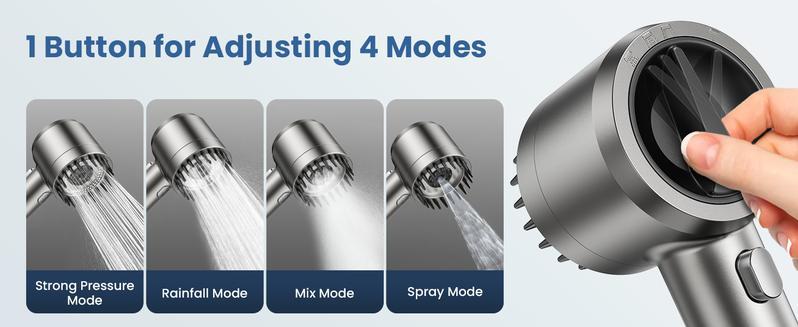Filtered Shower Head with 5Filters, High Pressure 4  Mode  Showerhead with Filters,detachable shower head,Water Softener Filters Beads for Hard Water -Remove Chlorine