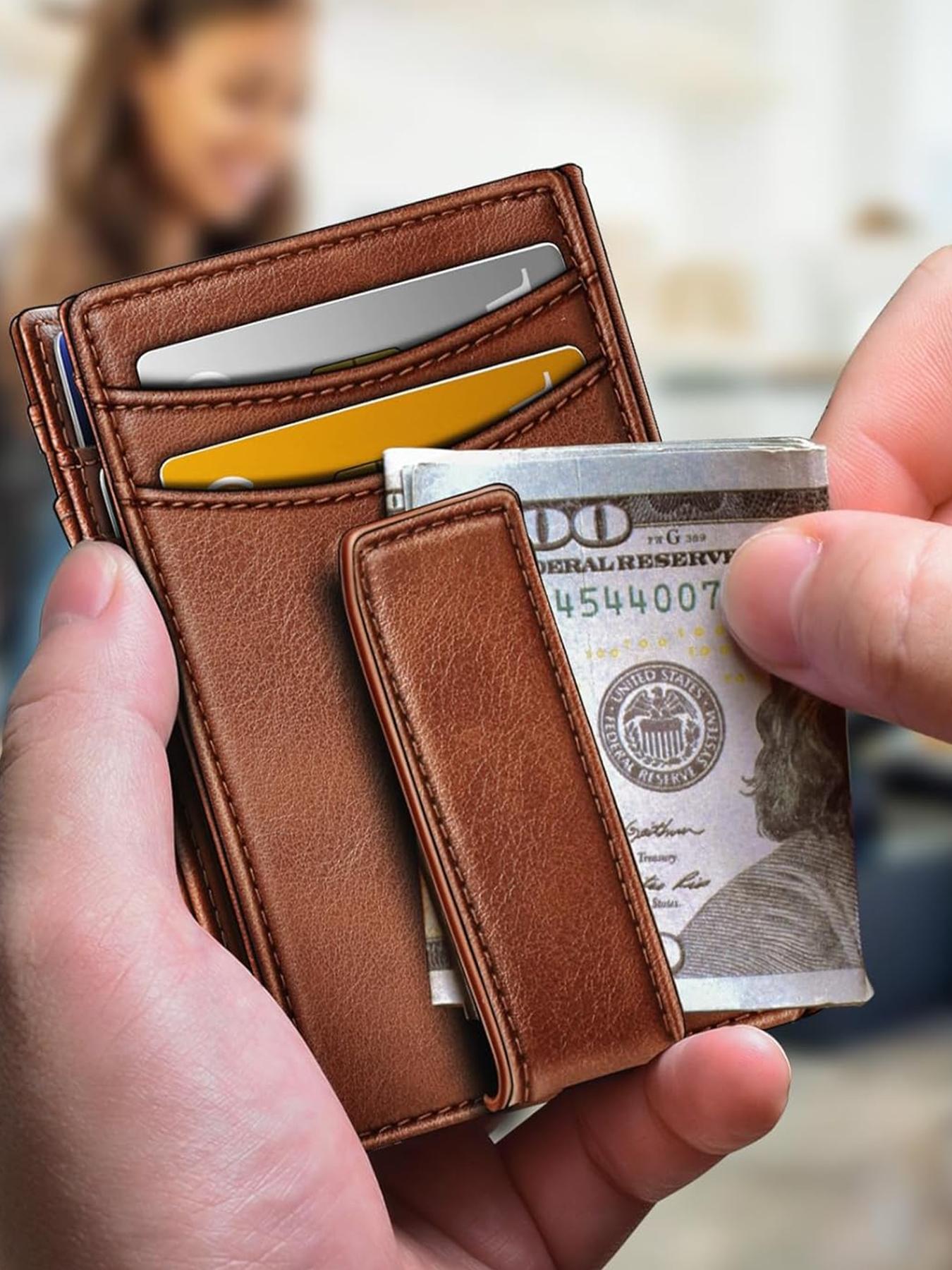 Magnetic Slim Wallet for Men, Card Holder with Rfid Protection, Holds 12 Cards and Cash, Minimalist Design for Everyday Use, Card Organizer