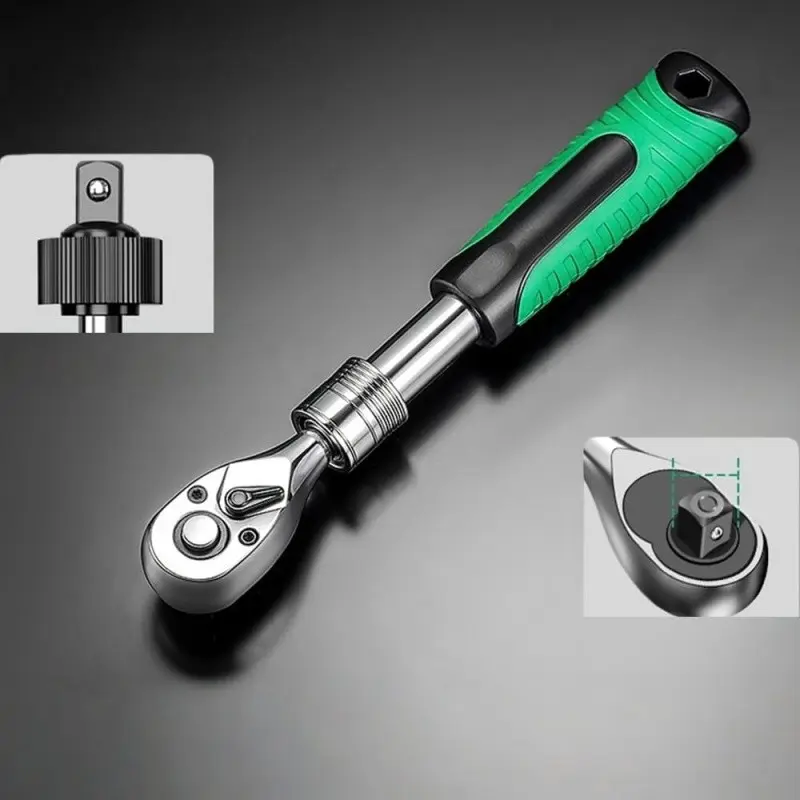 1/4" Drive Extendable Ratchet Wrench, Retractable Ratcheting Wrench, Premium 72-Teeth Quick-Release Reversible Socket Ratchet with Telescopic Handle for Automotive Repair, Tight Spaces, Ratcheting Wrench Tool