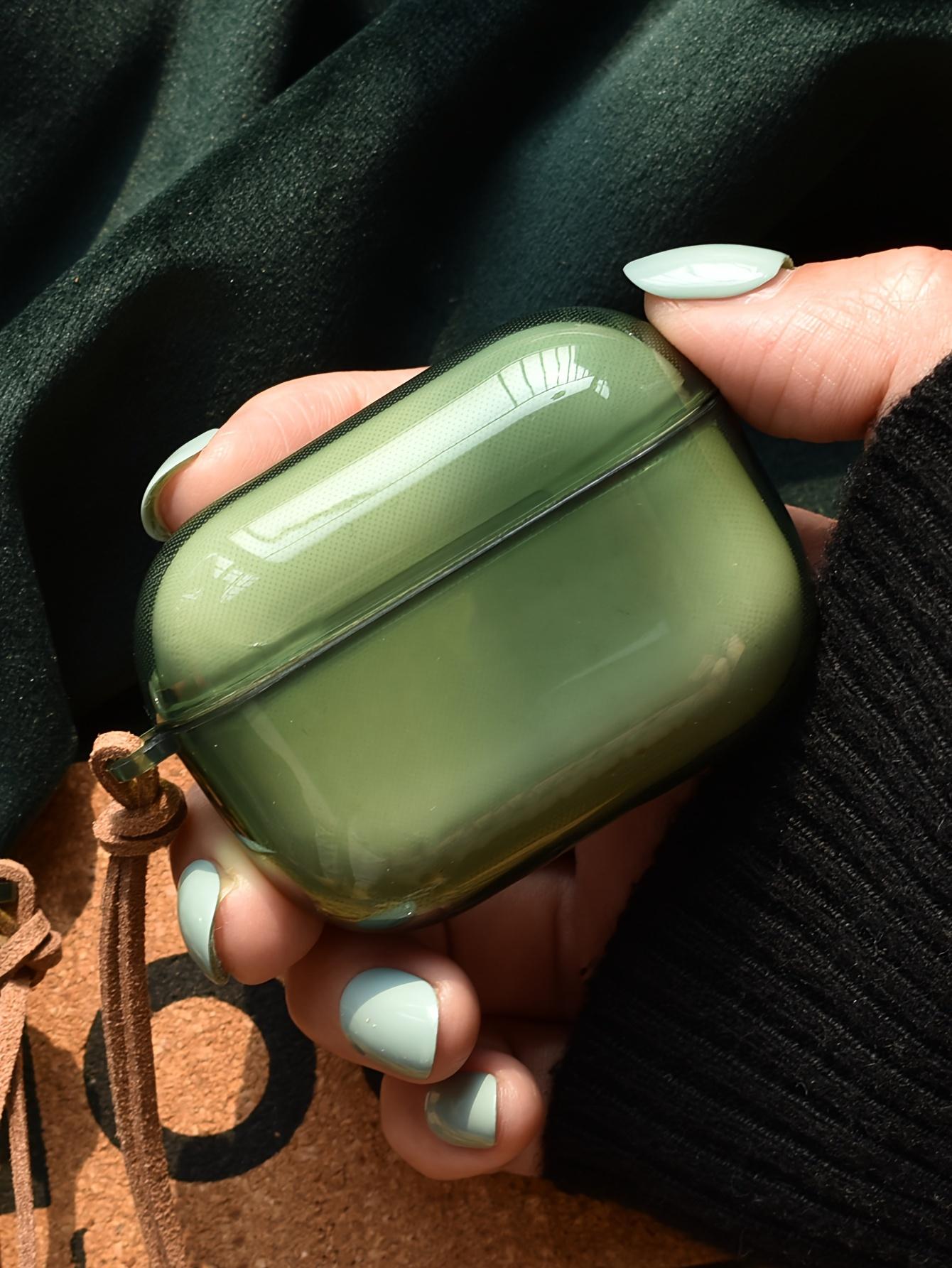 1pc Morandi Color Solid Translucent Green Dark Green Minimalist  Full-Cover Anti-Drop Leather Strap  Case